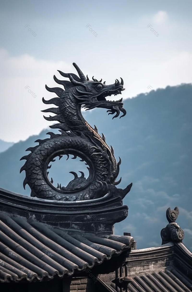 杭州法喜寺张开大嘴露出牙齿的龙,高清,摄影图,摄影图片,图片大全,摄影图免费下载